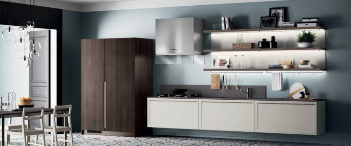 9687 Cucina-Carattere-Scavolini-finitura-laccato-opaco-grigio-chiaro